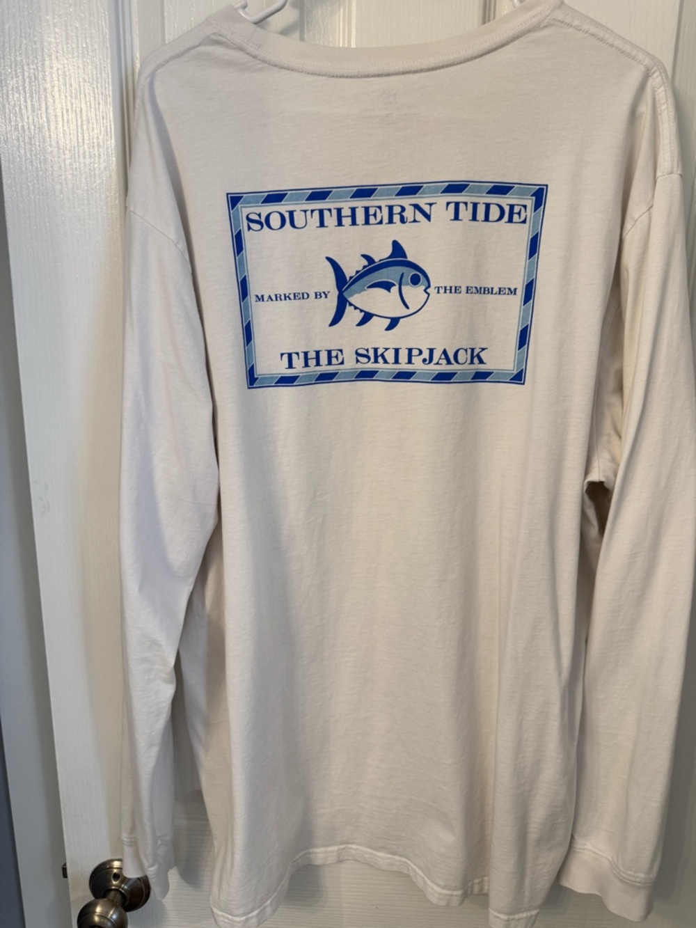 Southern Tide Long-Sleeve Tee in White with Blue Skipjack Logo Size XXL - Picture 4 of 5